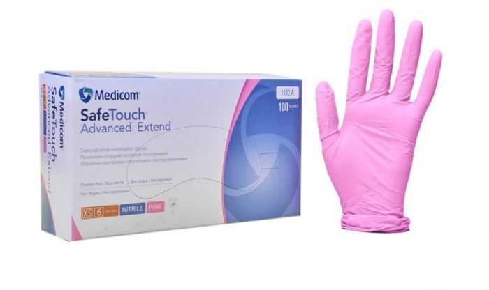 Рукавички Нітрилові Medicom SafeTouch Extend Pink Без Пудри Рожеві